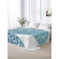 thumbnail image 6 of Twin Flat Sheet 66"x96", Turquoise Boho Soft Lightweight Bedding Flat Sheets Only, Retro Ethnic Teal Geometric Aesthetic Brushed Microfiber Top Bed Sheet, Breathable StainResistant Bedsheets, 6 of 9