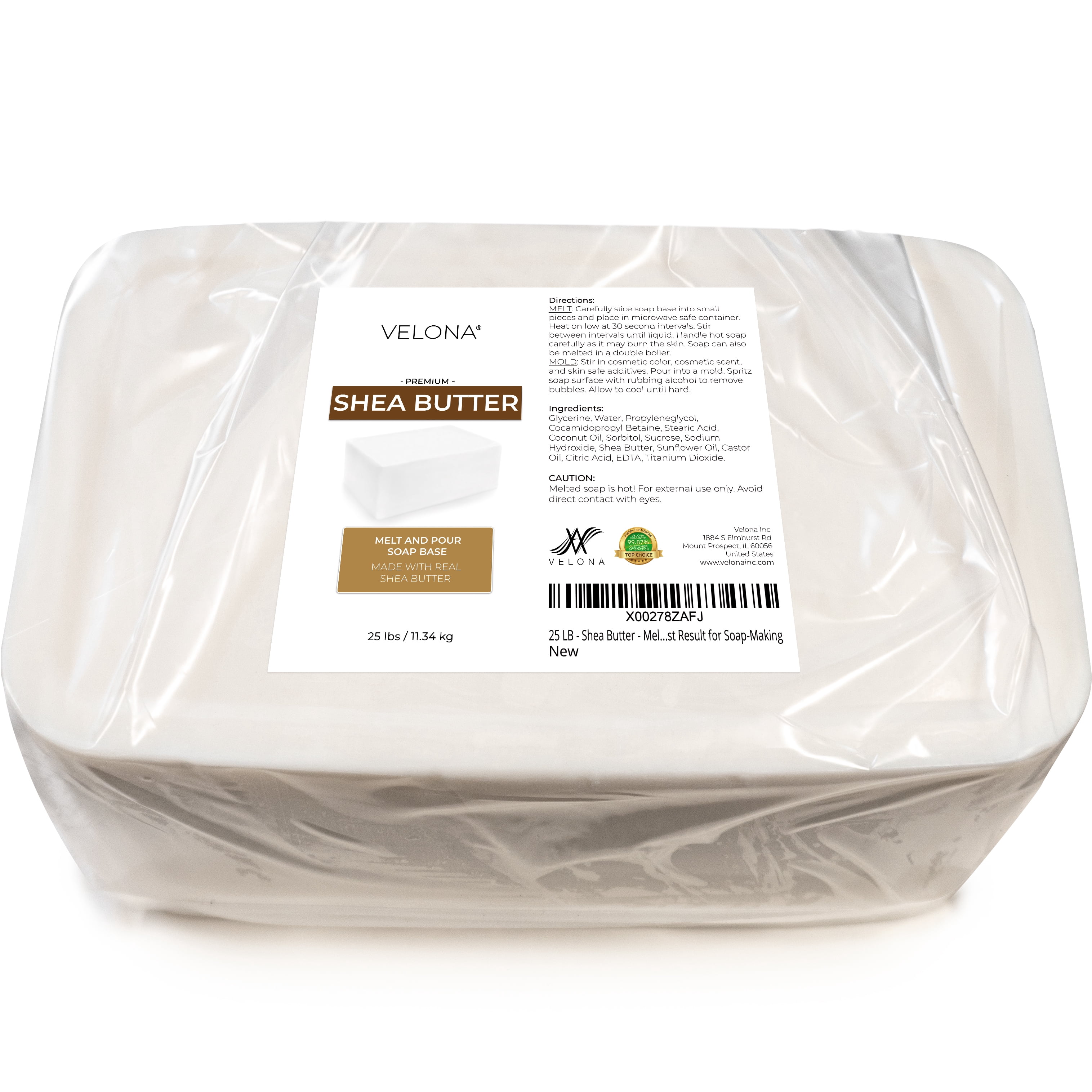 velona 25 LB - Shea Butter - Melt and Pour Soap Base Bulk SLS/SLES free | Natural Bars for The Best Result for Soap-Making