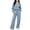 Blue #661, variant on Women's 2 Piece Lounge Set Quarter Zip Pullover and Wide Leg Pants, Casual Fall Matching Outfit with Drawstring Waist and Pockets Tracksuit, S
