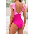 thumbnail image 2 of Women's One Piece Swimsuit Ruffle Cutout Bathing Suits Slimming Tummy Control V Neck Wrap Swimwear, 2 of 5