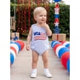 thumbnail image 6 of BemeyourBBs Newborn Baby Boy Girl 4th of July Outfit Patriot Independent Day Clothes Summer Bubble Romper Sleeveless Stripes Embroidery USA Flag Fourth of July Bodysuit Overalls Playsuit Jumpsuit, 6 of 9