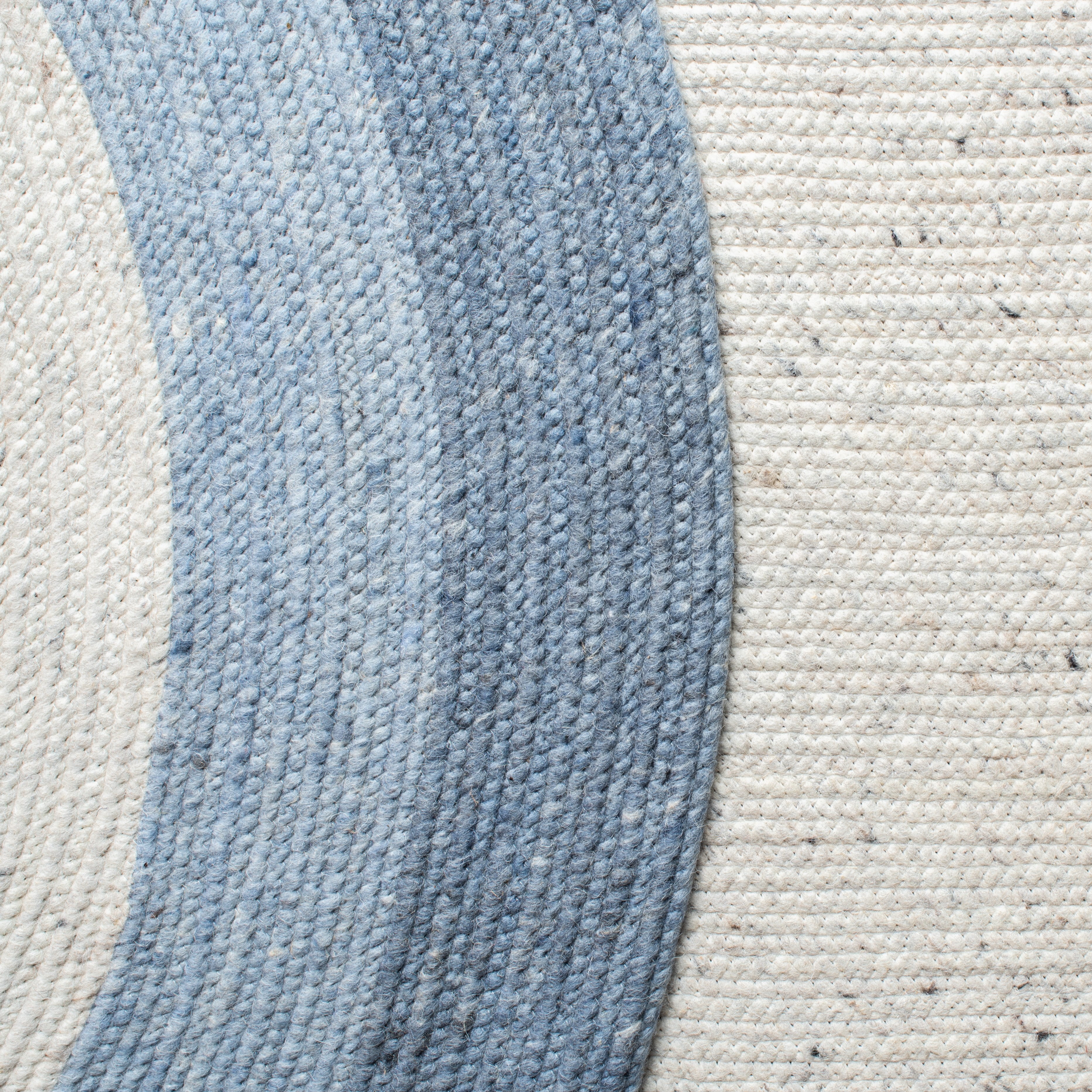 SAFAVIEH Braided Nazca Geometric Reversible Area Rug, Ivory/Blue, 8' x 10' Oval