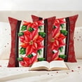 thumbnail image 3 of Red Poinsettia Christmas Outdoor Waterproof Pillow Covers, Xmas Floral Winter Botanical Decorative Square Throw Pillowcase Sofa Cushion Sham for Patio/Couch/Chair, 16"x16" 2 Pack, 3 of 8