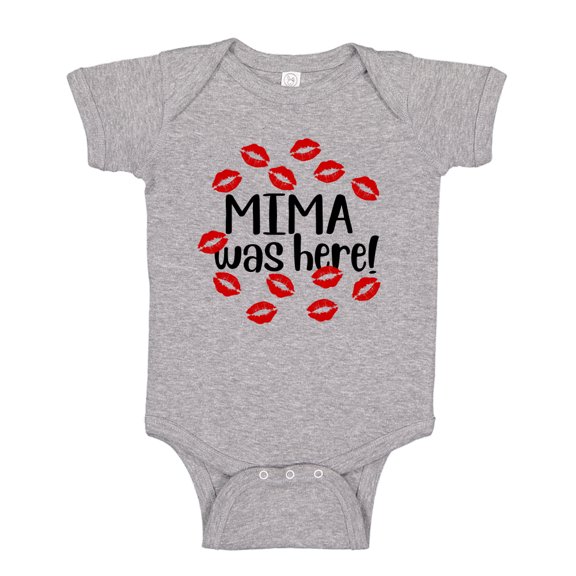 Mima Was Here Baby Bodysuit One Piece NB Athletic Heather
