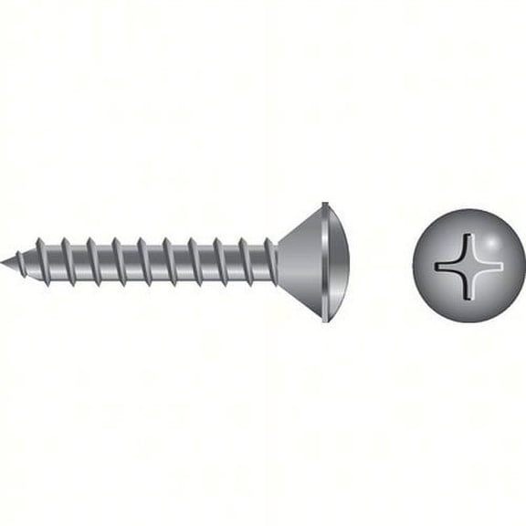 SeaChoice 00826; #12X2 Phillips Head Oval Sheet Metal Screw Stainless Steel 50/ Bag