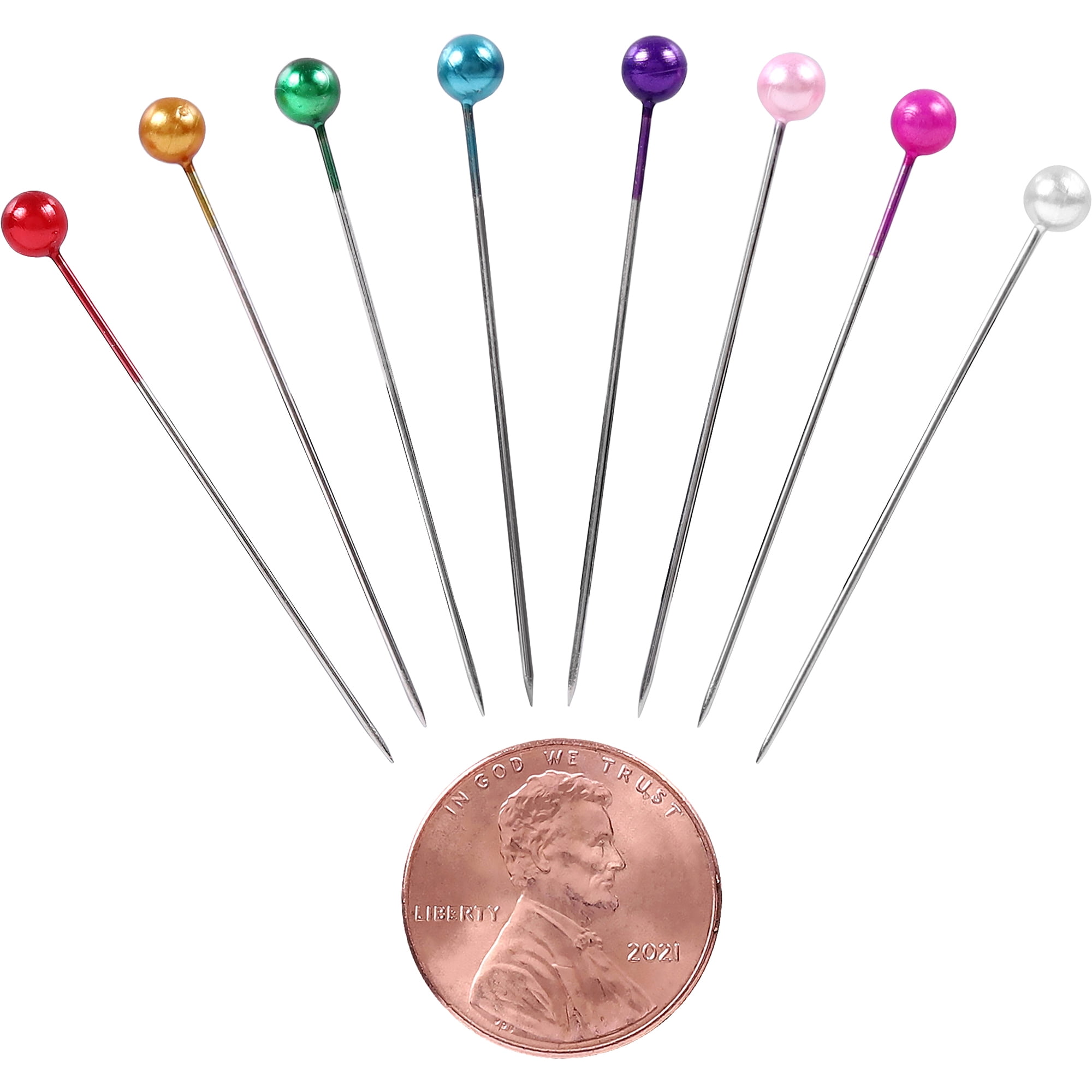 (2 pack) Hello Hobby Size 24 Long Pearlized Head Steel Pins, Assorted Colors, 250 Count