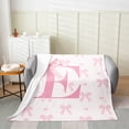 thumbnail image 2 of Pink Bow Flannel Fleece Blanket,Princess Style Bowknot Love Hearts Girly Fairy Bed Super Soft Blanket Teens,Initial Letter E Chic Romantic Decor,40"x50", 2 of 6