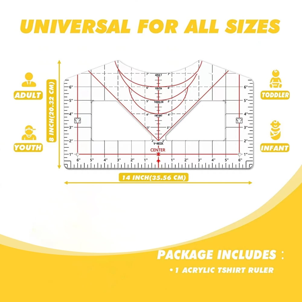 T-shirt Calibration Tool Ruler Neckline Styling Reusable Template for ...