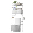 thumbnail image 7 of Over-Toilet Storage Shelf with 2 Drawers, Bathroom Organizer for Most Toilets, Space-Saving Rack with Toilet Paper Holder & 4 Hooks, for Laundry,Kitchen, White, Over-Toilet Design, 7 of 7