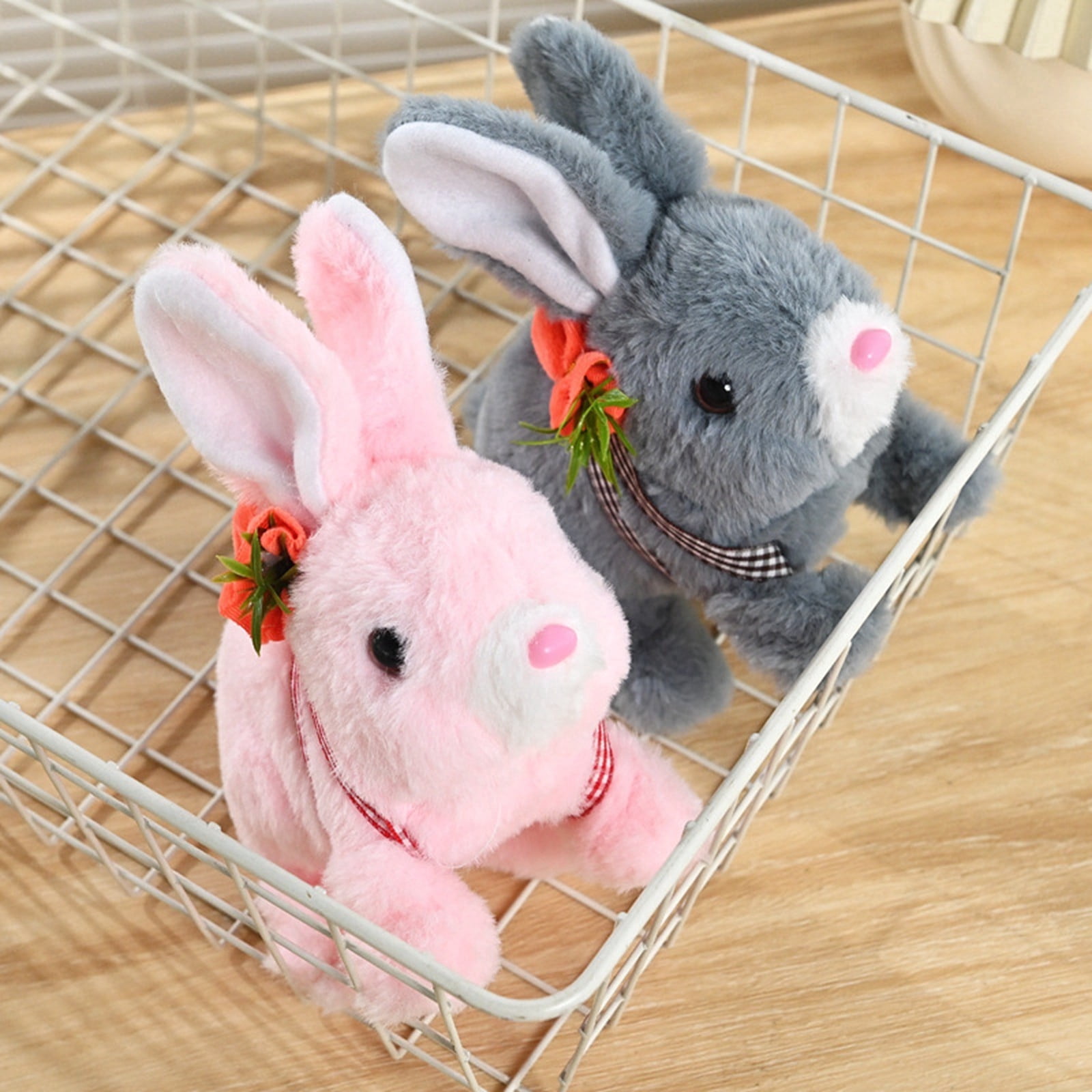 Interactive Plush Bunny Backpack with Moving Ears & Sounds, Walking Electronic Pet Rabbit with Tail Wagging, Remote Control Stuffed Animal Toy, Easter Basket Stuffers Gift for Kids