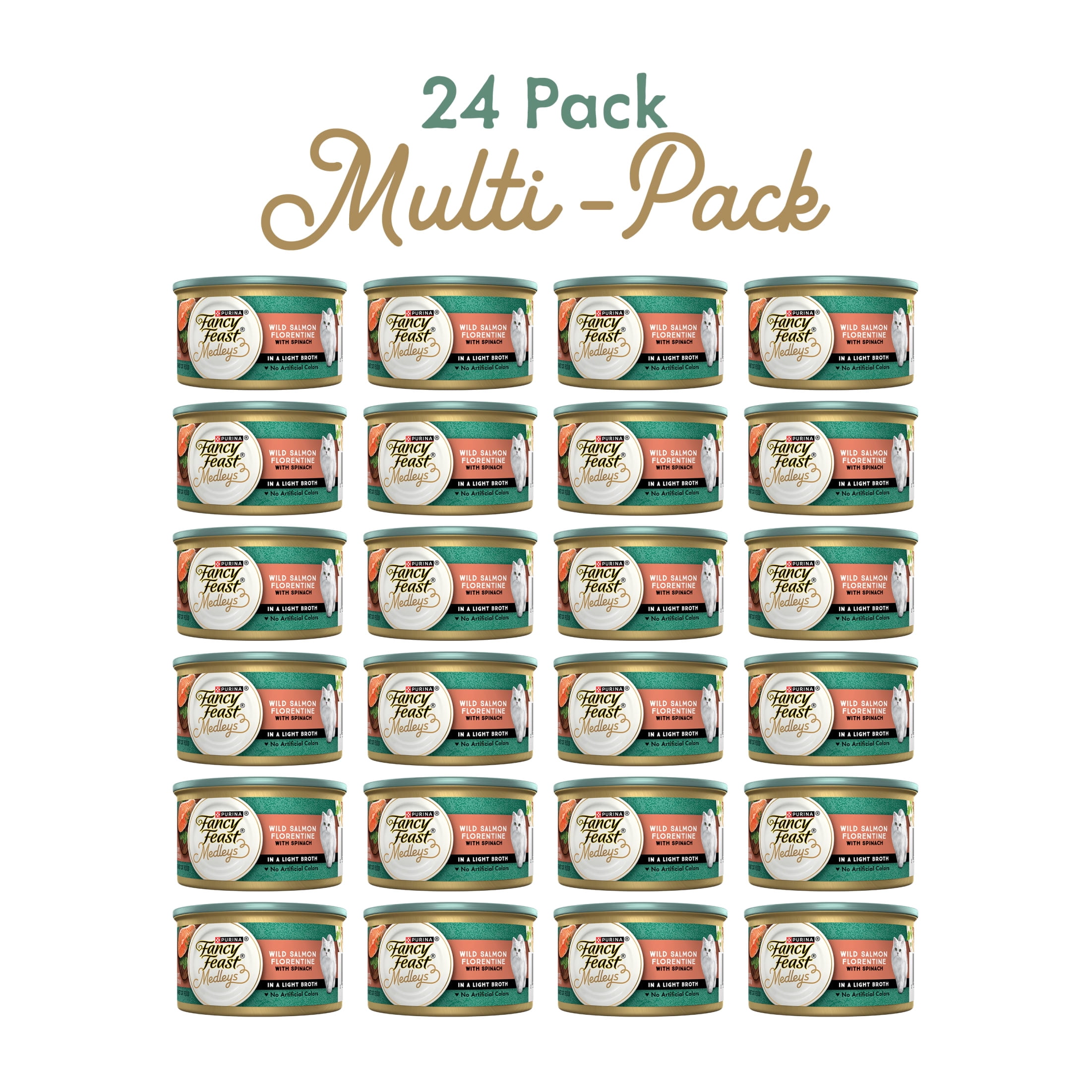 Purina Fancy Feast Medleys Wet Cat Food, Salmon Florentine & Spinach, 3 oz Cans, 24 Pack