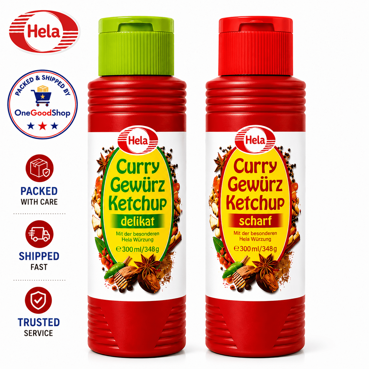Hela Curry Gewurz Ketchup, Vegan Mild Curry Sauce, 300ml, German