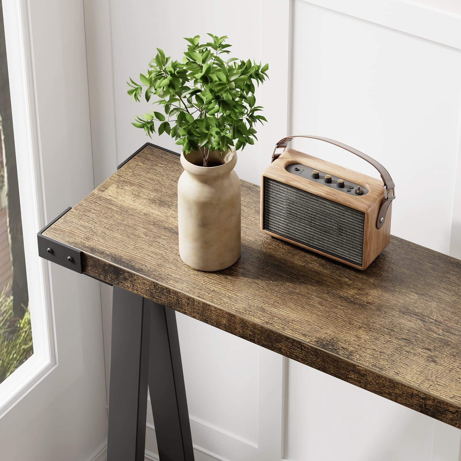 Home 43.3" Narrow Console Tables Farmhouse Console Table, Sofa Table With Storage, 2-Tier Entry Table for Living Room, Small Hallway Table, Side Accent Table, Entrance Tables for Front Door