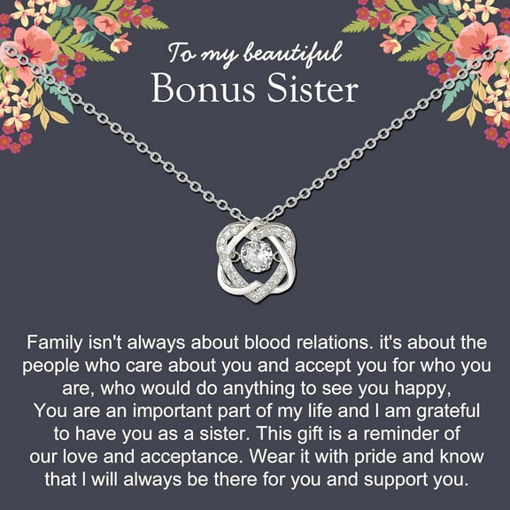 Sister Gifts, Sterling Silver Interlocking 2 Hearts Necklace for Sister in Law, Sister in Law Birthday Gift for Bonus Sister, Unbiological Sister Gifts, Christmas Jewelry