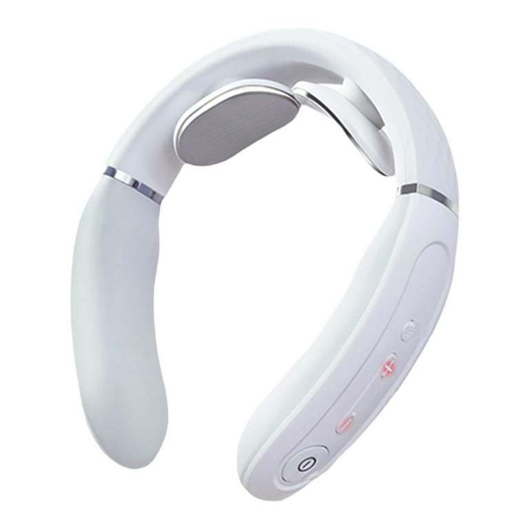SKG Neck Massager with Heat Heating Portable 15 Intensities 3 Modes Handsfree, Size: 7.01 x 7.01 x 1.81, White