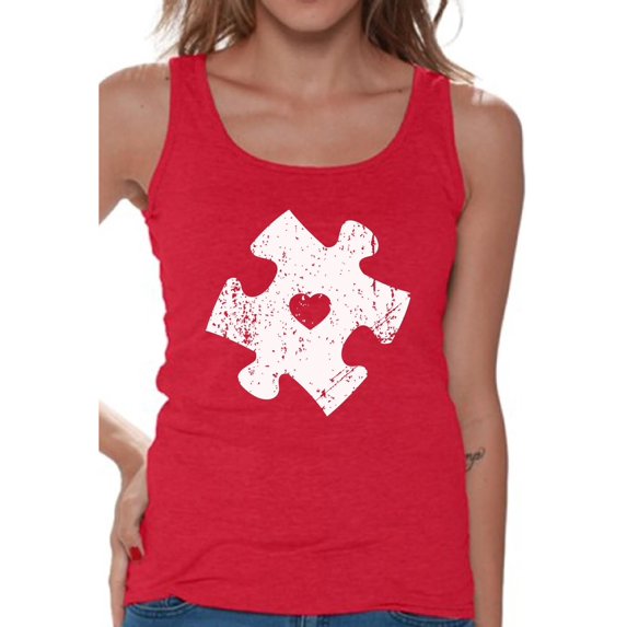 Awkward Styles Autism Puzzle Tank Tops for Women Autism Awareness Tank Top Autism Gifts Autistic Spectrum Awareness Women's Tank Top Support Autism Awareness Tanks Autism Acceptance Women's Tops