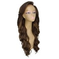 thumbnail image 6 of LUXLUXE Asana Wavy 26 Inch 7x4 Women's Lace Front Wig, Heat Resistant Fiber,  Brown with Golden ), 6 of 7