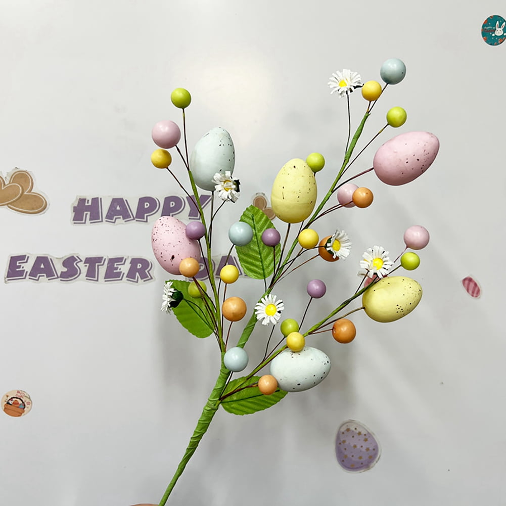 Artificial Easter Egg Berry Stems DIY Easter Rustic Easter Decorations for Easter Home Decor and Flower Arrangement F 3PCS