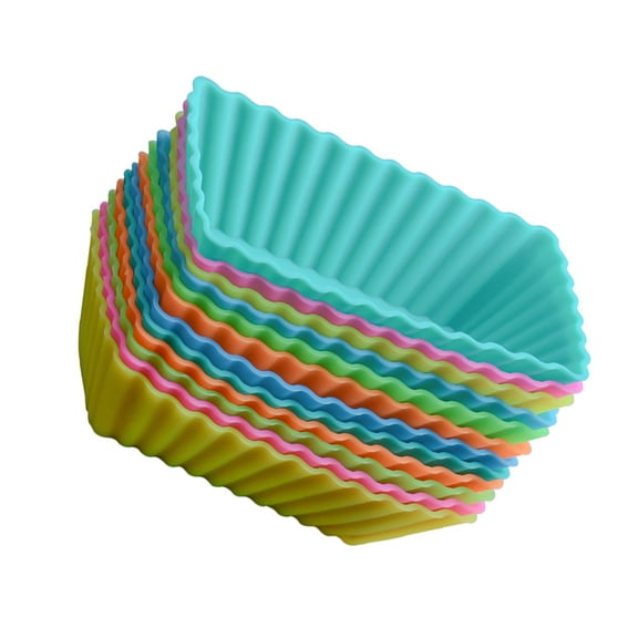 CRILSTYLEO 24Pcs Silicone Rectangular Baking Mold Cake Cups Reusable Baking Supplies Assorted Color