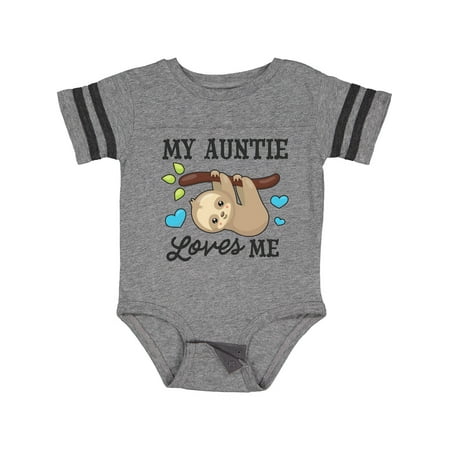 

Inktastic My Auntie Loves Me with Sloth and Hearts Gift Baby Boy or Baby Girl Bodysuit
