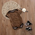 thumbnail image 6 of 2PCS Newborn Baby Girl Clothes Floral Leopard Short Sleeve Romper Jumpsuit+Shoes+Hairband 3Pcs Sets Baby Clothing 0-12M, 6 of 6