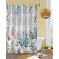 thumbnail image 3 of Fall Shower Curtain Coastal Coral Starfish Shell Bathroom Curtains with Hooks, Waterproof Fabric White Pumpkin Wood Thanksgiving Bath Shower Curtains Set for Bathroom Bathtubs Decor 72x72 Inch, 3 of 7