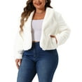 thumbnail image 4 of CHAQUETA PARA MUJERES TALLA PLUS FAB CURVES, CORTA DE INVIERNO, CON SOLAPA, MANGA LARGA, DE PIEL SINTÉTICA Y ESPUMOSA, TALLA 2X, BLANCA, 4 of 6