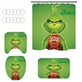 thumbnail image 1 of Mini Grinch Ornaments Grinch Ornaments Grinch Christmas Decorations Christmas Snowman Print Toilet Bathroom Mat And Shower Curtain Four-Piece Set, 1 of 2