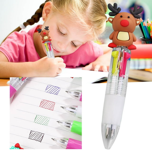 Four Kinds Of Christmas Pens Can Replace The Writing Color Ballpoint Pen Cartoon Snowman Old Man 4 Color Oil Pen Hand Account Color Pen Student (8ML) Pens Retractable Color Pen Set 1911 Parts List