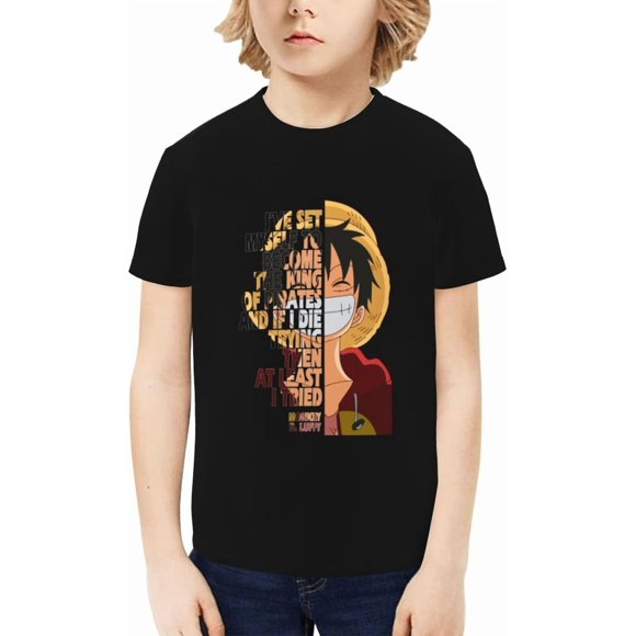 One Piece Anime Boys Girls 3D Graphic Printed T-Shirt Crewneck Short Sleeve Tees Kids Novelty Shirts 6-14 Years