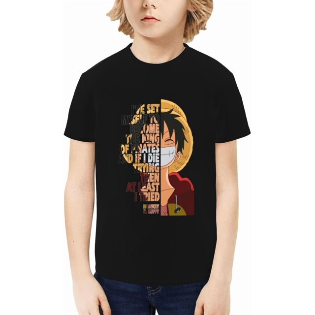 One Piece Anime Garçons Filles T-Shirt à Imprimé Graphique 3D Col Ras du Cou Manches Courtes T-Shirts Enfants Chandails Fantaisie 6-14 Ans