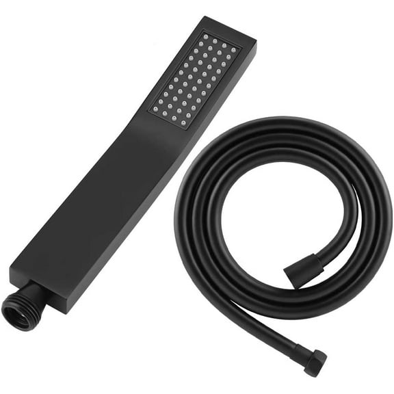 Matte Black Brass Square Handheld Shower Head Bathroom Sprayer Handshower with Hose