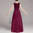 thumbnail image 5 of Girls' Sequin Embellished Satin Sleeveless Dress, Elegant formal gown for recitals, weddings and special occasions, 0-13 Years Watermelon Red 5-6 Years, 5 of 7
