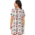thumbnail image 3 of Horeoi Cute Christmas Hat Penguin A Print Women's Short-sleeved Nightdress Breathable Cotton-like Material Loose A-line Knee-length, 3 of 6