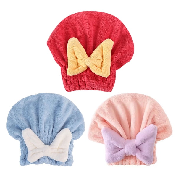 Gorro absorbente para secar el cabello, toalla de microfibra de secado rápido, gorro de ducha, turbante para secar el cabello mojado con lazo para mujeres y niñas.