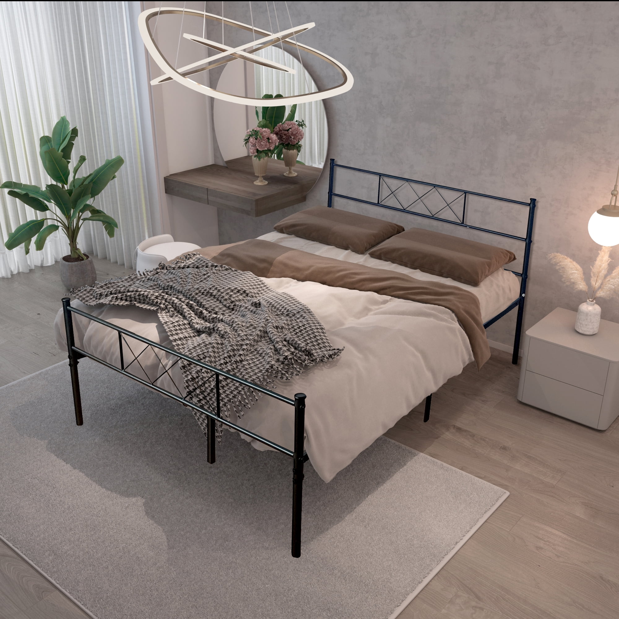 Double bed metal with storage deals