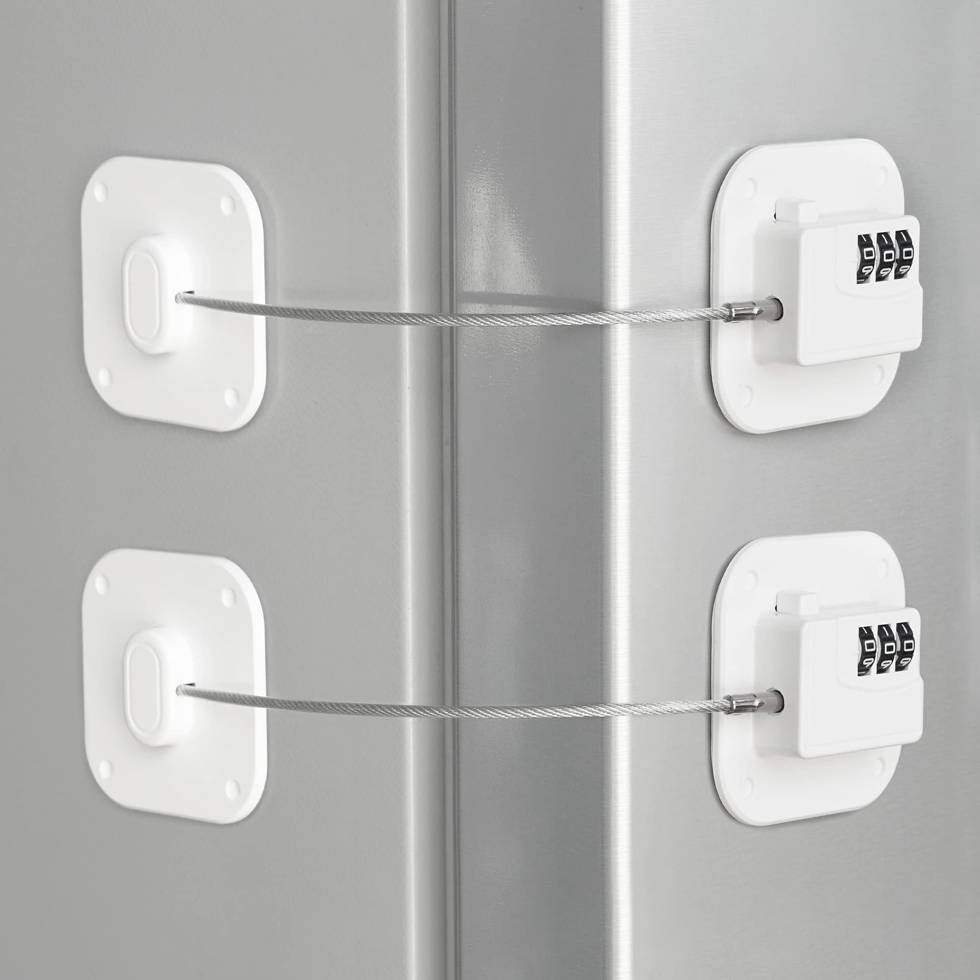 Xl-Kang Refrigerator Lock,Combination Lock for Refrigerator Cabinets, Child Safety Cabinet Locks,Easy Install No Keys Needed (White 2pcs)