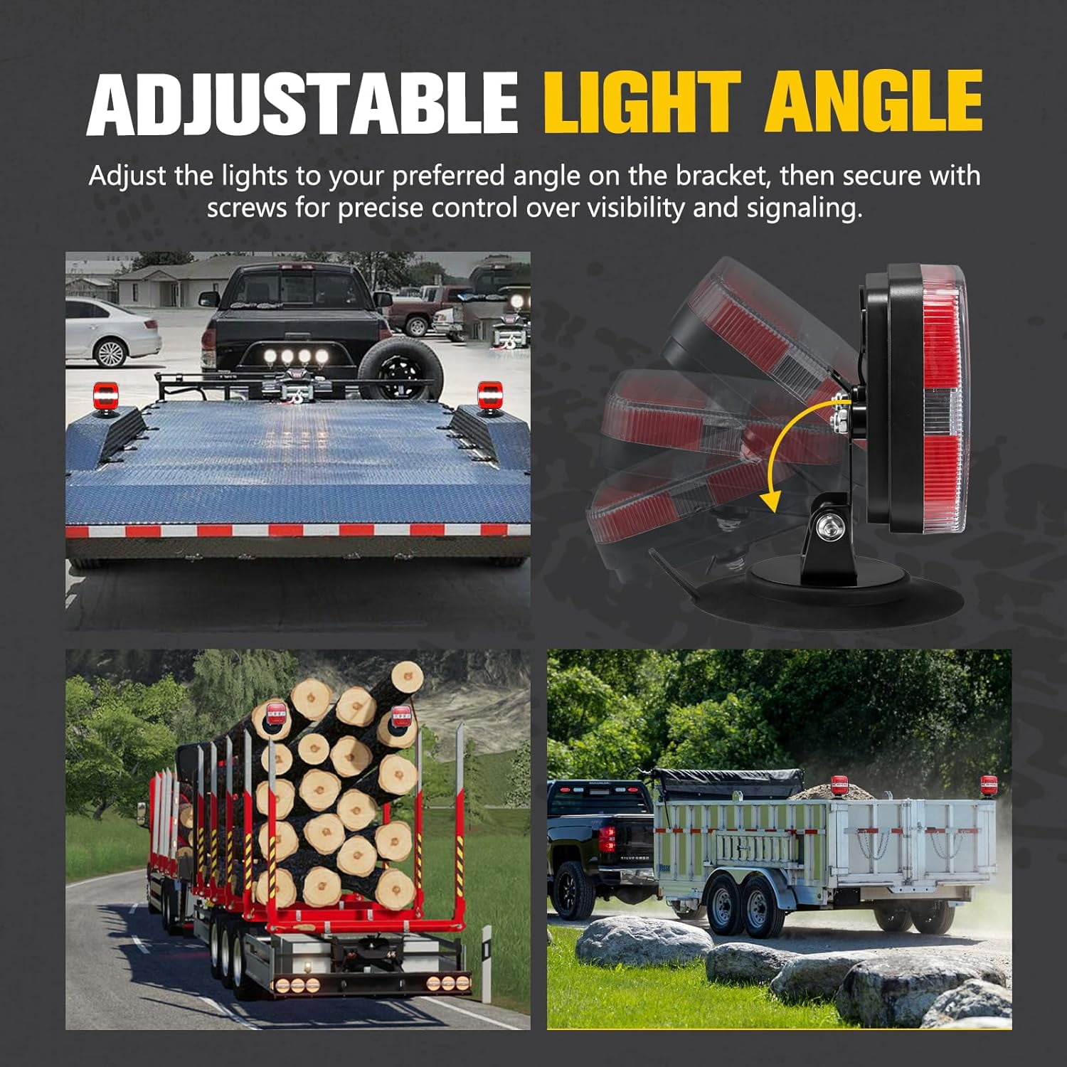 BUNKER INDUST Wireless Trailer Lights Kit, Adjustable Magnetic Towing Lights with Brake Stop Turn Reverse Light for Trucks, Boat, RV, Vehicle, Caravan