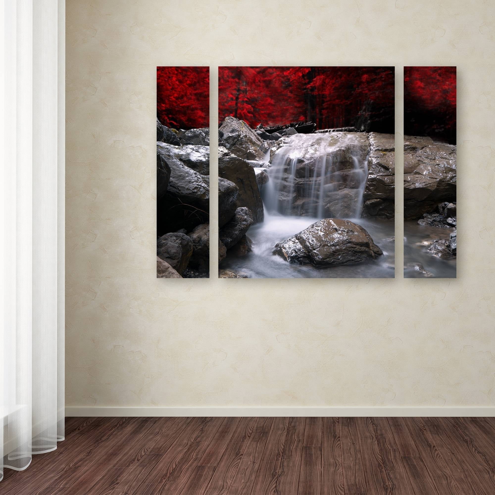 Trademark Fine Art "Red Vison" Canvas Art by Philippe Sainte-Laudy Three Panel Set