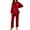 Wine Red, variant on Women Pajamas Suit - 2 Pcs/Set Fall Winter Round Neck Long Sleeve Flannel Top Thick Loose Elastic Waist Trousers Sleepwear Casual Home Wear