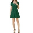 thumbnail image 1 of INSPIRE CHIC Robe de Bal Imprimée à Col Carré Manches Courtes Ligne A pour Femmes P Vert Foncé-Étoiles, 1 of 7