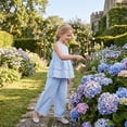 thumbnail image 2 of Girls 2-Piece Outfit Eyelet Lace Sleeveless Tunic and Wide Leg Pants Set for Girls 5-6Y, 2 of 6