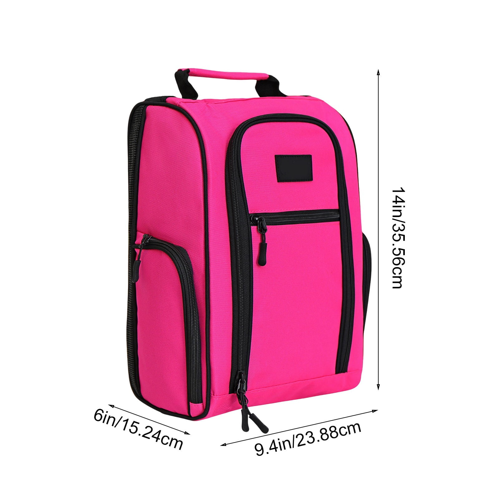 Golf Shoe Bag Portable Oxford Breathable Dustproof Travel Shoe Carrier with Side Pocket Double Zipper for Men Women Fits Up to Size 14 Hot Pink