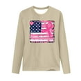 thumbnail image 3 of CLOISE Womens Breast Cancer Shirts Long Sleeve Crew Neck Blouses Ribbon Pink Breast Cancer Awareness Tshirts Fashion Comfort T Shirts Cancer Fight in October Clothes Beige L, 3 of 4