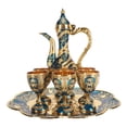 thumbnail image 2 of Juego De Té Turco, Tetera De aleación De Zinc De 7 Piezas Con Bandeja De 6 Tazas, Juego De Cafetería De Metal Vintage Para Adultos Decoración Del Hogar De Bodas, 2 of 7
