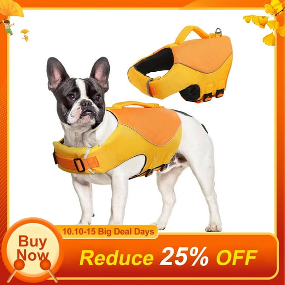 SUCS Dog Life Jacket, Dog Life Vest for Swimming Boating, Reflective & Adjustable Pet Lifesaver for Dogs