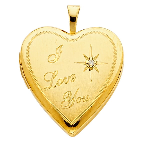 FB Jewels 14K Yellow Gold Heart Locket Pendant 20mm X 20mm