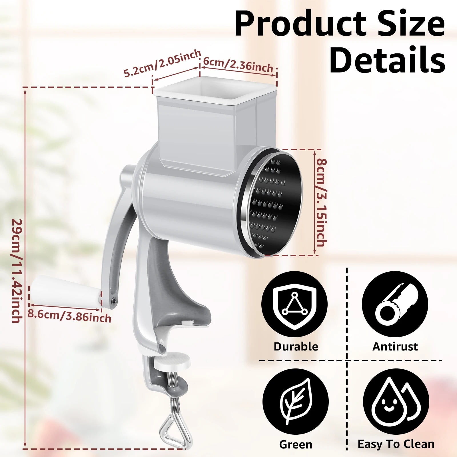 Manual Food Grinder Hand Grain Mill Grinder With Table Clamp Hand Crank Coffee Grinder For Wheat Coffee Spices Nuts Kitchen Acce