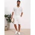 thumbnail image 2 of DARING DIVA Men's Striped Summer Short Sleeve Knitted See Through Shirts L White, 2 of 7