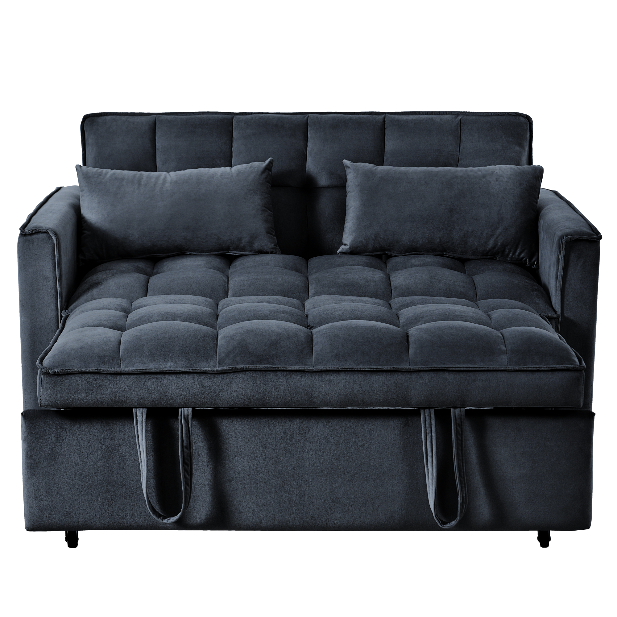 Jopath 3 in 1 Convertible Sofa Bed,Modern Pull Out Couch Slepper Bed with Adjustable Backrest,Velvet Loveseat Couch with Pillows & Pockets for Living Room Apartment Office,Black